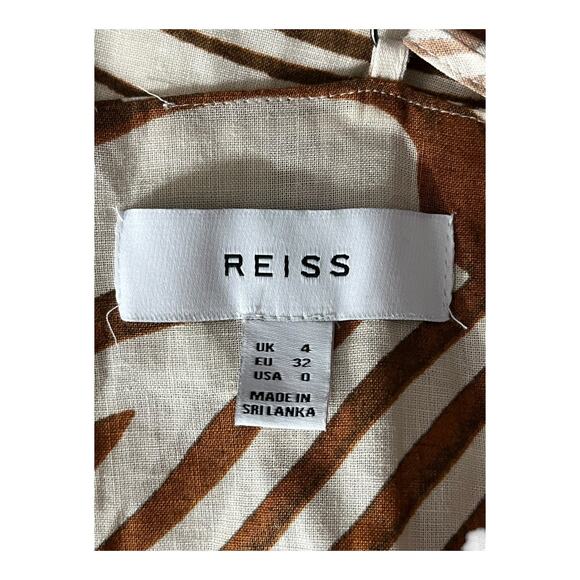 Reiss Dress Rosie fitted animal print midi beige brown size 0 - Picture 6 of 7